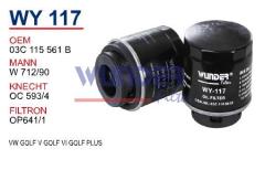 WUNDER WY117 YAĞ FİLTRESİ - VOLKSWAGEN GOLF V , GOLF VI/golf plus