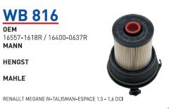 WUNDER WB816 MAZOT FİLTRESİ - RENAULT MEGANE IV-TALISMAN-ESPACE 1