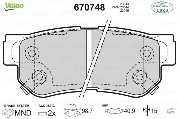VALEO 670748 ARKA BALATA SONATA 01/05=- MATRIX 1.8 01=-  GETZ  03
