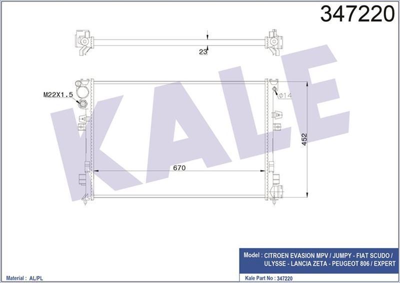 Kale 347220 Su Radyatörü 806 1.8İ 2.0İ 8V 2.0İ 16V Al Mknk