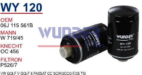 WUNDER WY120 YAĞ FİLTRESİ - VW GOLF V,VI -PASSAT CC,SCIROCCO,EOS