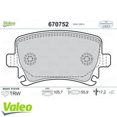 VALEO 670752 ARKA BALATA PASSAT-CC-CADDY-GOLF5-GOLF6-JETTA-A3-A6-