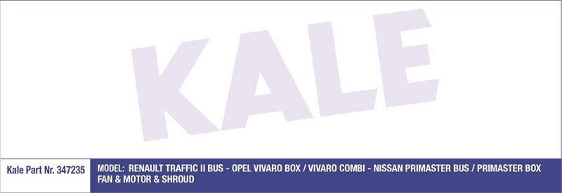 Kale 347235 Fan Motoru Trafıc Iı 2001 Sonrası / Vıvaro A 2001 Sonrası Davlumbazlı