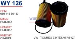 WUNDER WY126 YAĞ FİLTRESİ - TOUAREG 3.0 TDI (11-) A5-A6-Q7