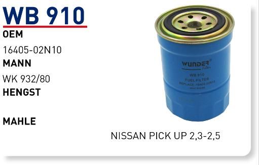 WUNDER WB910 MAZOT FİLTRESİ - NiSSAN PICK UP 2,3-2,5
