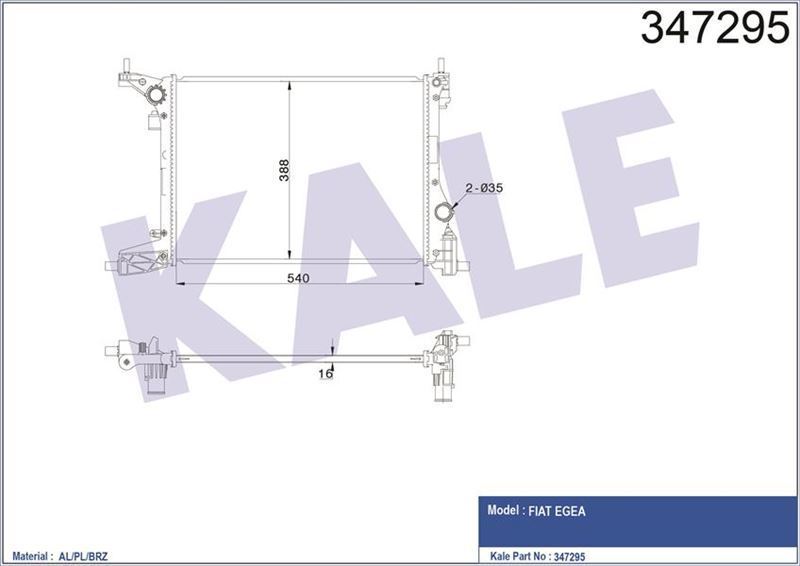 Kale 347295 Radyatör Fıat Egea 1.4 Al-Pl-Brz
