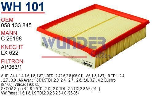 WUNDER WH101 HAVA FİLTRESİ - VOLKSWAGEN PASSAT