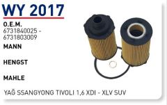 WUNDER WY2017 YAĞ FİLTRESİ - SSANGYONG TİVOLİ 1,6 XDİ - XLV SUV