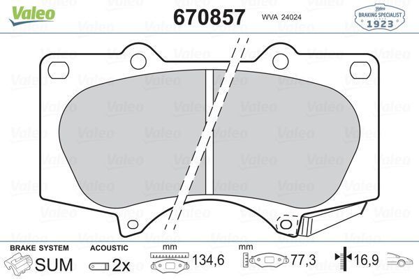 VALEO 670857 ÖN BALATA PAJERO 3.2 3.8 07=-10=- LAND CRUISER (J12)