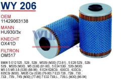 WUNDER WY206 YAĞ FİLTRESİ - BMW E34 - E12 - E28 - E23 - E32 M60