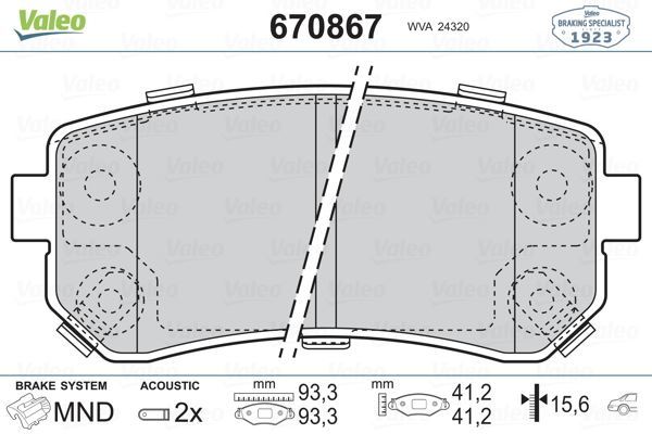 VALEO 670867 ARKA BALATA ACCENT ERA 1.4 GL-1.5 CRDI-1.6 GLS (05=-