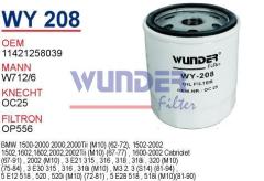 WUNDER WY208 YAĞ FİLTRESİ - BMW E21 M10