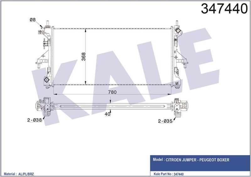 Kale 347440 Su Radyatörü (780×368×40) Jumper Ducato Boxer 3.0 06-