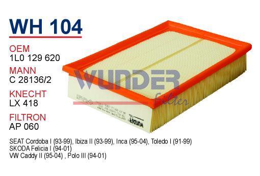 WUNDER WH104 HAVA FİLTRESİ - VOLKSWAGEN POLO CLASSiC-CADDY-SEAT i
