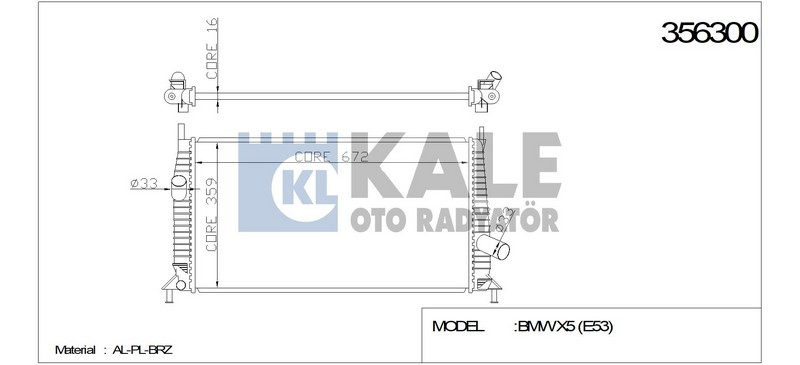 Kale 356300 Radyatör Focus 1.6Tdcı 03-10 670X368X26 Al-Pl-Brz