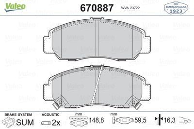 VALEO 670887 ÖN BALATA HONDA CIVIC SEDAN (07-11)- FRV  07=-