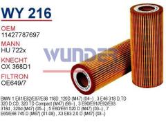 WUNDER WY216 YAĞ FİLTRESİ - BMW E46 318 d-320 d-320Td E39 520 d M