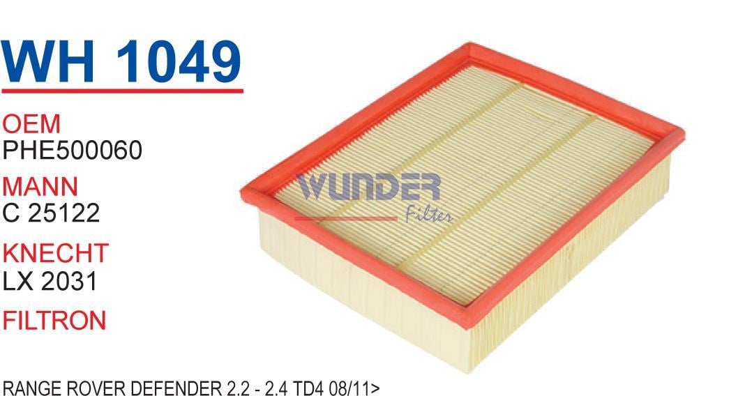 WUNDER WH1049 HAVA  FİLTRESİ - LAND ROVER DEFENDER2.2-2,4 TD4 08/