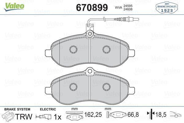 VALEO 670899 ÖN BALATA FİŞLİ EXPERT-SCUDO-JUMPY-1.6-2.0 MTJ 07=-