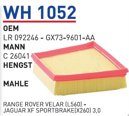 WUNDER WH1052 HAVA FİLTRESİ - RANGE ROVER VELAR (L560) -JAGUAR XF