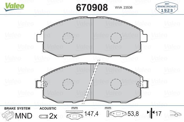VALEO 670908 ÖN BALATA STAREX 2.4I-2.5D 97=- 2.4I-2.5TCI-2.5 CRDI