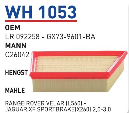 WUNDER WH1053 HAVA FİLTRESİ - RANGE ROVER VELAR (L560) -JAGUAR XF