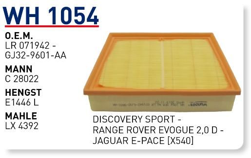 WUNDER WH1054 HAVA FİLTRESİ - DiSCOVERY SPORT -RANGE ROVER EVOGUE