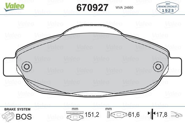 VALEO 670927 ÖN BALATA P308 1.4 1.6 HDİ 2.0HDİ 07=- 308 SW 07=- 3