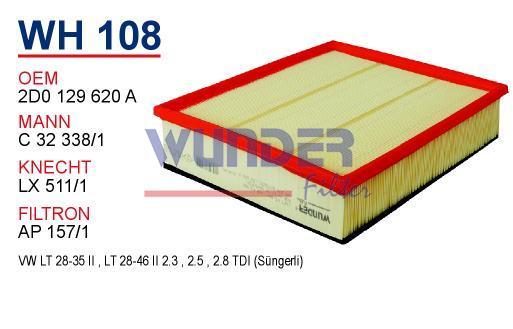 WUNDER WH108 HAVA FİLTRESİ - VOLKSWAGEN LT 35 (SÜNGERLi)