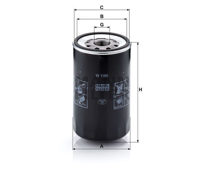Mann W1160 Yağ Filtresi Mann Tga 41.530-M00-L-M-L00-M90-G90-Cla-A