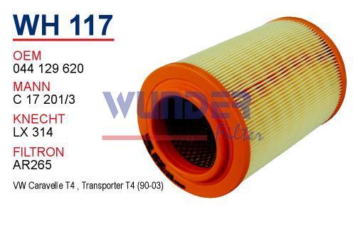 WUNDER WH117 HAVA FİLTRESİ - VOLKSWAGEN TRANSPORTER/BUS 1.8 90/92