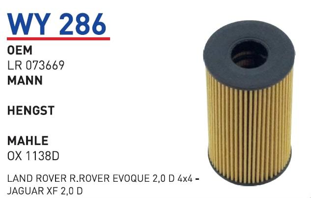 WUNDER WY286 YAĞ FİLTRESİ - LAND ROVER R.ROVER EVOQUE2,0 D 4x4 -
