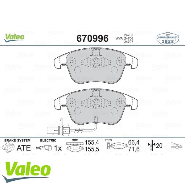 VALEO 670996 ÖN BALATA AUDI A4 - A5 09=-(GDB1814)