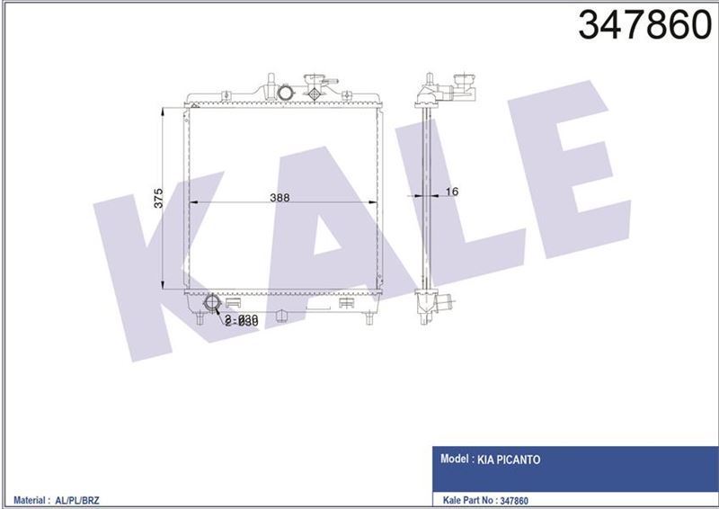 Kale 347860 Radyatör Mekanık Pıcanto 2004 Sonrası 25310-07100