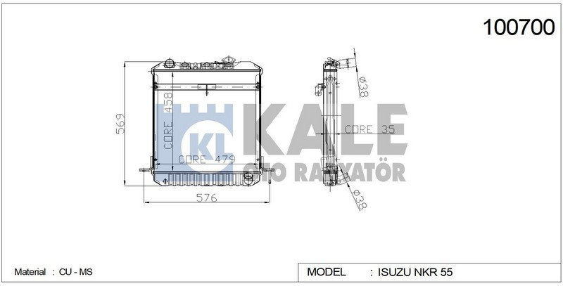 Kale 100700 Radyatör 2 Sıra Isuzu Nkr55 2377770739301