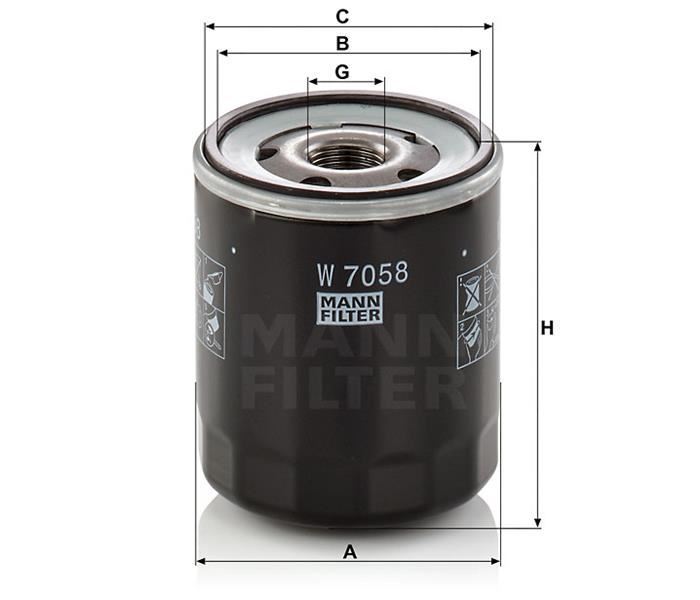 Mann W7058 Yağ Filtresi Cıtroen : C-Elysee 1.2Vtı 12-/ C3 Iı 12-/