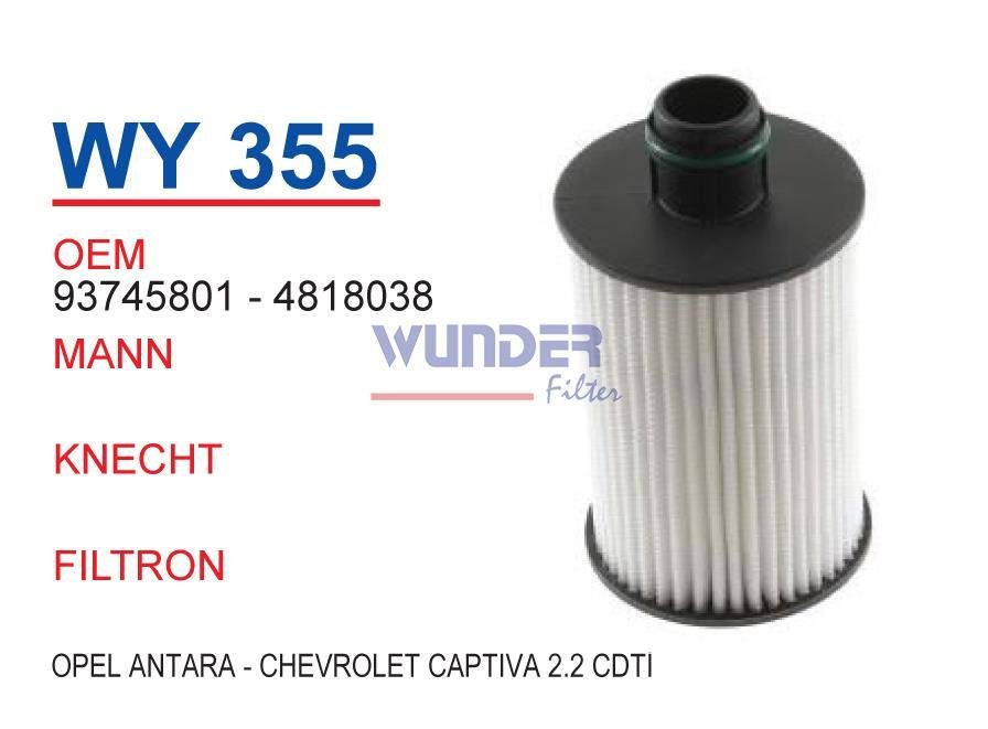 WUNDER WY355 YAĞ FİLTRESİ - CHRSYLER 300 C - GRAND CHEROKEE 3,0 C