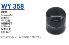 WUNDER WY358 YAĞ FİLTRESİ - OPEL ASTRA G-H-J 1,4 - CHEVROLET CRUZ