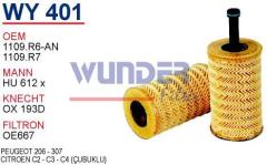 WUNDER WY401 YAĞ FİLTRESİ - PEUGEOT 206 - 307 (ÇUBUKLU)