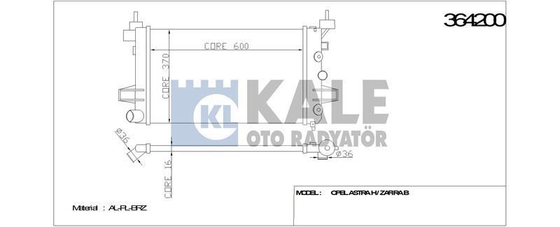 Kale 364200 Su Radyatörü Astra H 2004 Sonrası 1.2 16V 1.4 16V 1.8 16V At 6