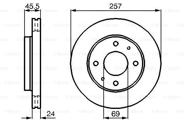 Bosch 986478774 Fren Diski Ön Coupe 2002 Sonrası Sonata Iv 1998 Sonrası Havalı 257M