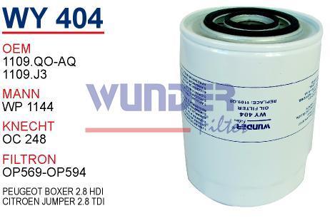 WUNDER WY404 YAĞ FİLTRESİ - PEUGEOT BOXER 2.8 HDI