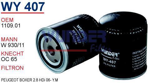 WUNDER WY407 YAĞ FİLTRESİ - TATA MOTORS 2.0 DİESEL