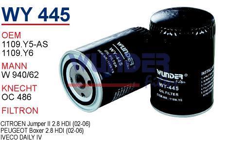 WUNDER WY445 YAĞ FİLTRESİ - PEUGEOT BOXER 2.8 HDi 06- Y.M