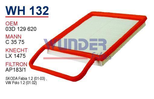 WUNDER WH132 HAVA FİLTRESİ - VOLKSWAGEN POLO IV 1.2 - iBiZA