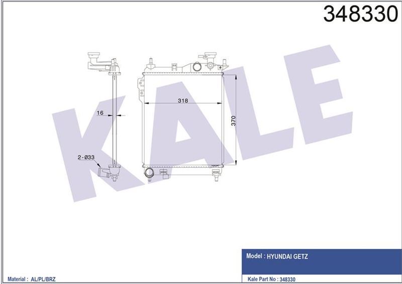 Kale 348330 Radyatör 2003 Sonrası Getz 1.3 12V + Ms