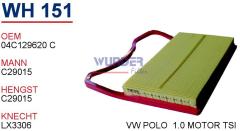 WUNDER WH151 HAVA FİLTRESİ - VOLKSWAGEN POLO V 1,0-SEAT IBIZA V 1