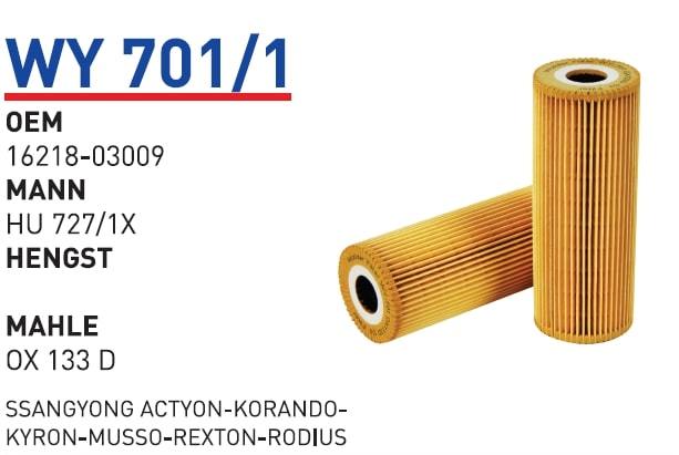 WUNDER WY701/1 YAĞ FİLTRESİ - SSANGYONG ACTYON-KORANDO-KYRON-MUSS