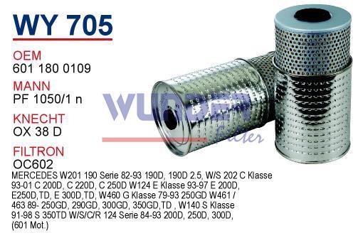 WUNDER WY705 YAĞ FİLTRESİ - MERCEDES 124 KASA 190 - 200 601 MOTOR