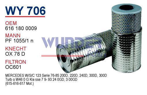 WUNDER WY706 YAĞ FİLTRESİ - MERCEDES 123 KASA 200-220-240-300 D 6